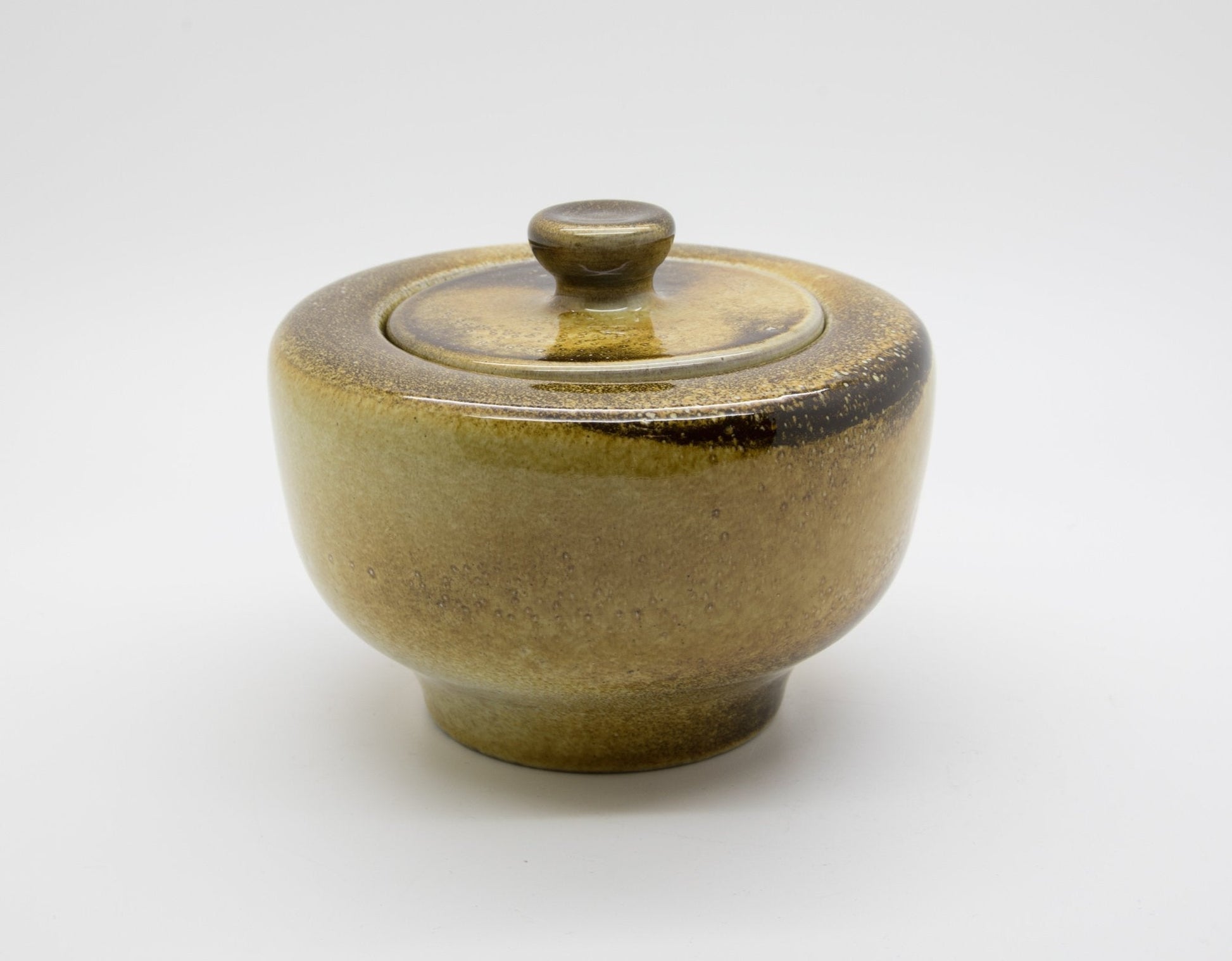 Upsala Ekeby MARI SIMMULSON Yellow Glazed Stoneware Lidded Jar Mollaris.com 