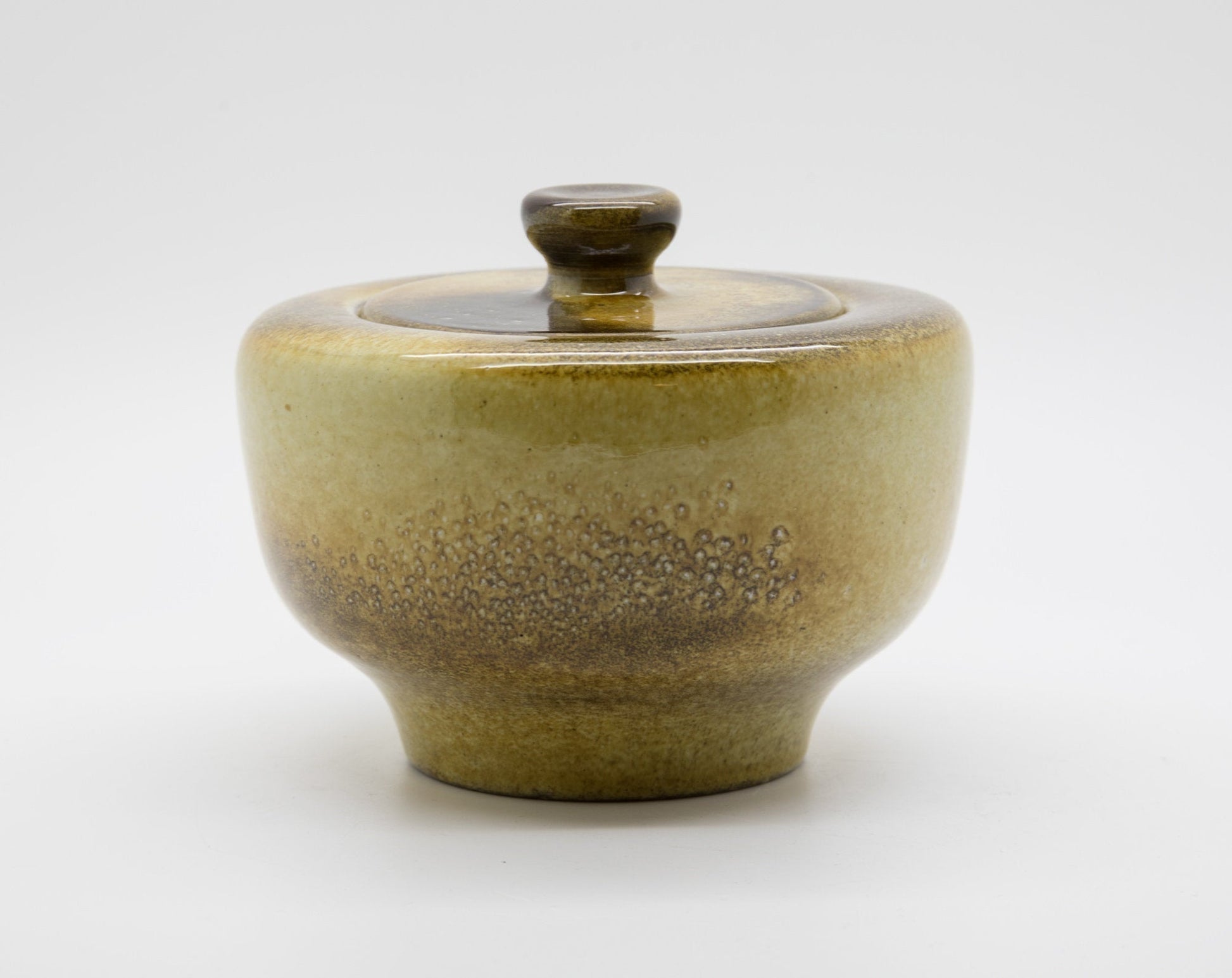 Upsala Ekeby MARI SIMMULSON Yellow Glazed Stoneware Lidded Jar Mollaris.com 