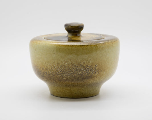 Upsala Ekeby MARI SIMMULSON Yellow Glazed Stoneware Lidded Jar Mollaris.com 