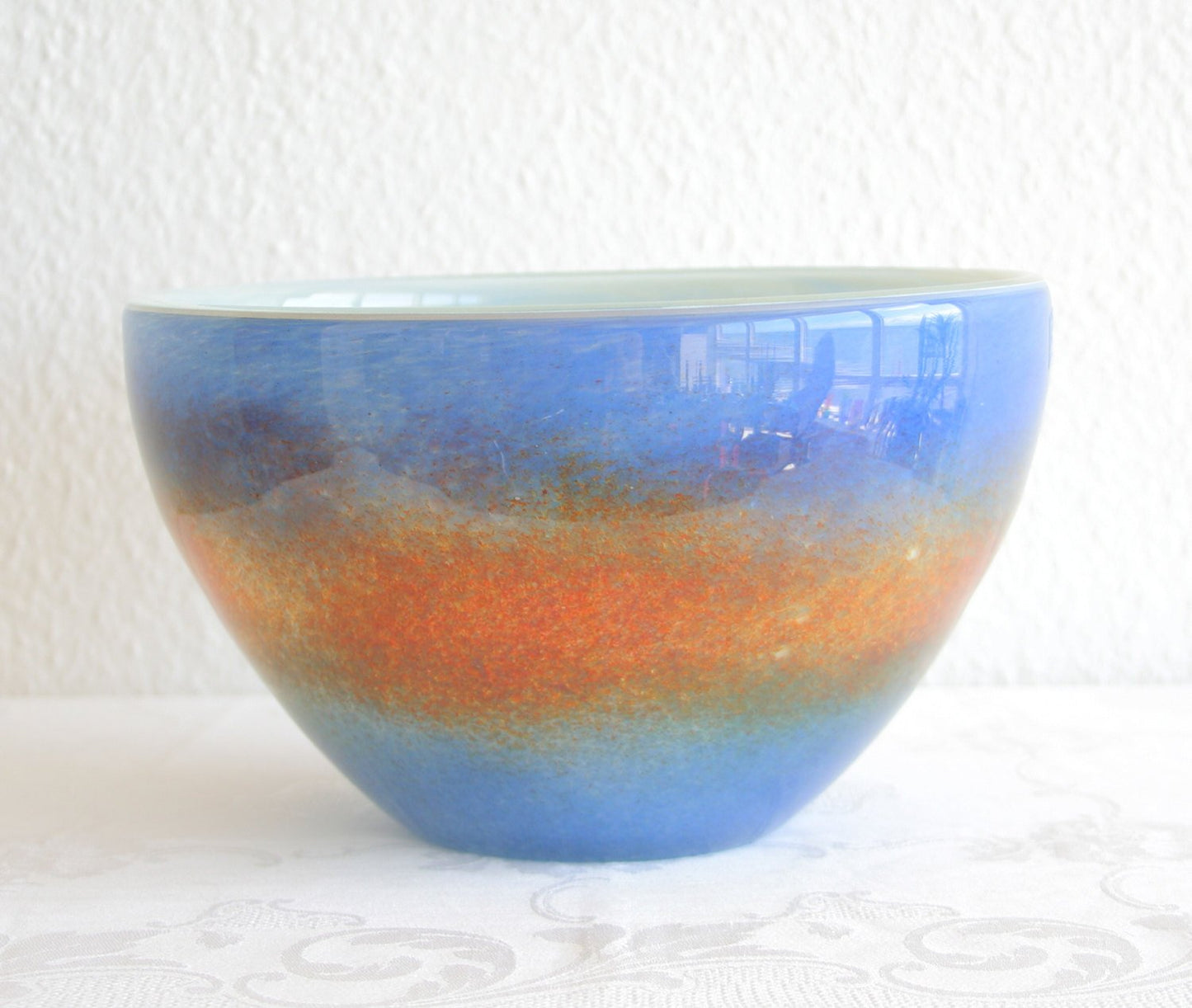 VILNIAUS STIKLO STUDIJA Contemporary Studio Art Blue Orange Glass Bowl Mollaris.com 