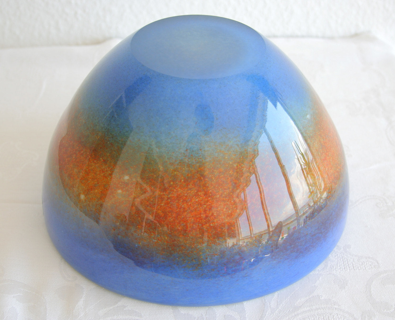 VILNIAUS STIKLO STUDIJA Contemporary Studio Art Blue Orange Glass Bowl Mollaris.com 