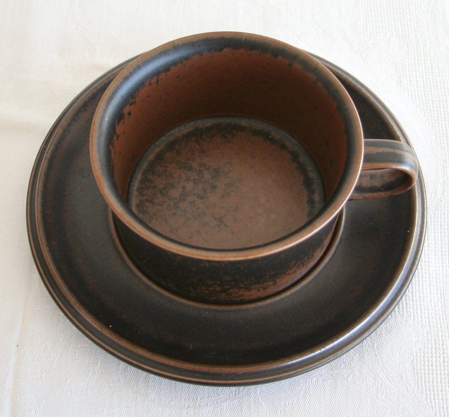 5 x Arabia ULLA PROCOPÉ Tableware RUSKA Stoneware Tea / Coffee Cup + Saucer Set Mollaris.com 