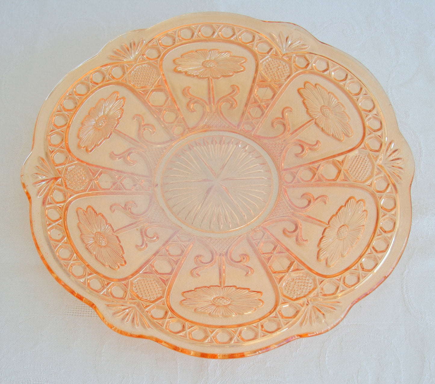 BROCKWITZ Carnival Glass Marigold ASTERS Large Chop Plate Mollaris.com 