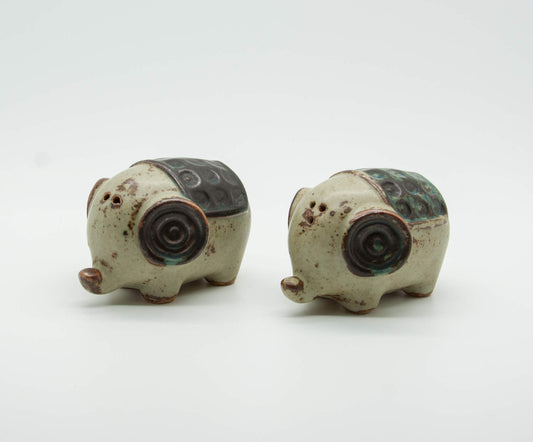 ELEPHANTS Tableware Salt & Pepper Stoneware Shaker Set Mollaris.com 