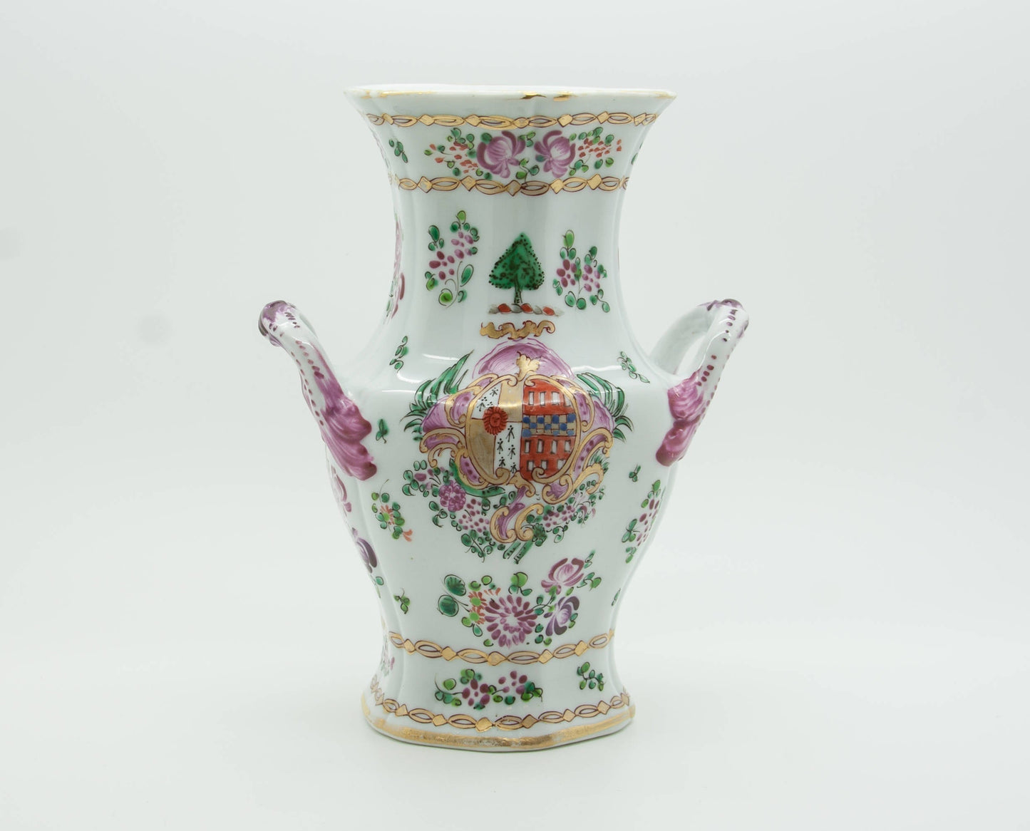 Edmé SAMSON "Famille Rose" Armorial Porcelain Vase Mollaris.com 