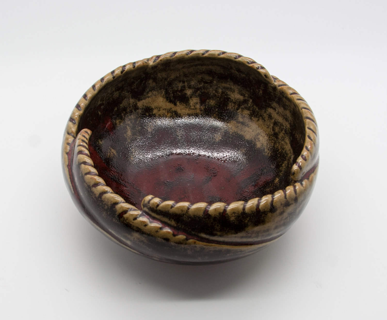 HENNING NILSSON Höganäs Oxblood Glazed Riffled Rim Stoneware Bowl Mollaris.com 