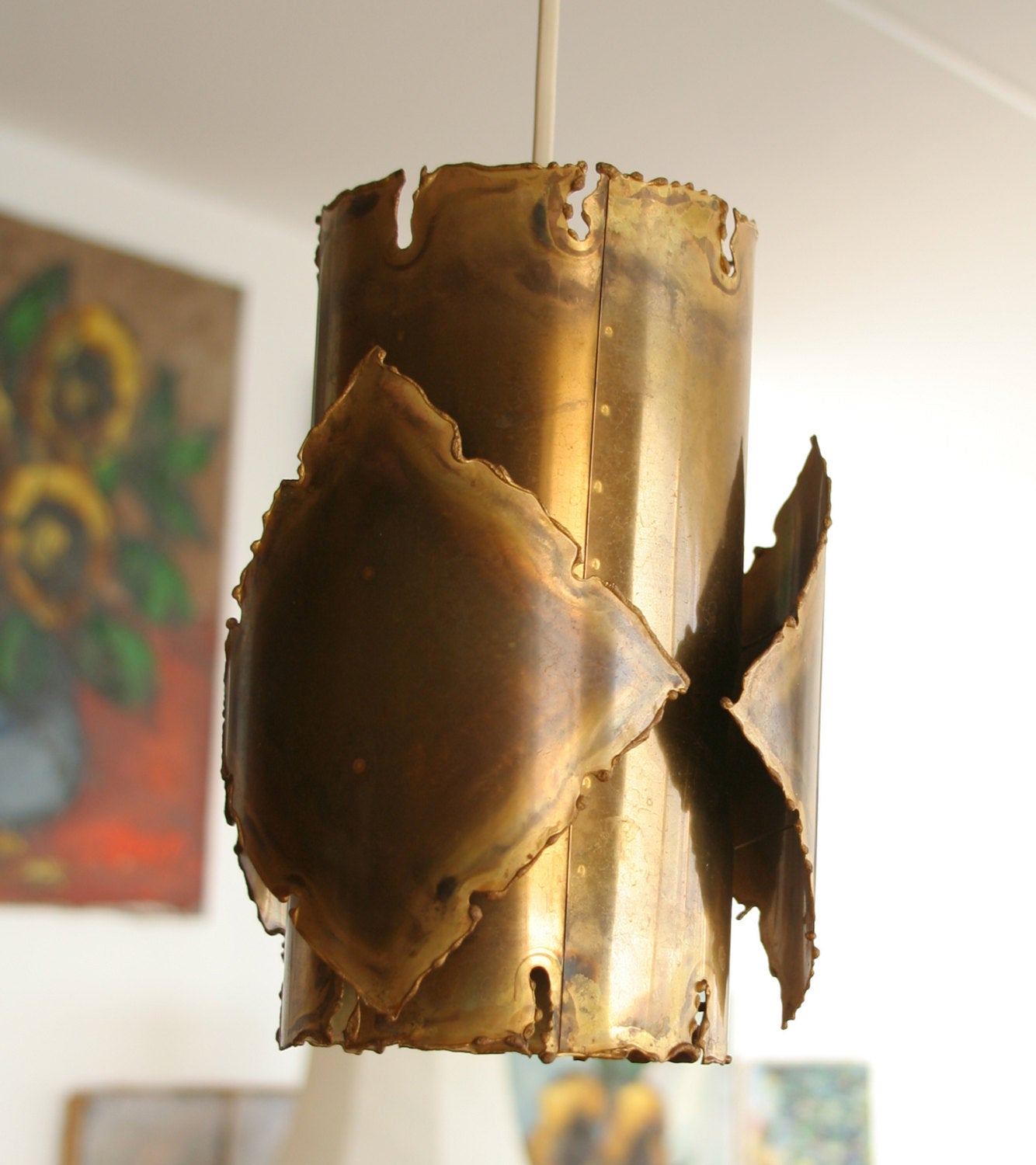 HOLM SØRENSEN Brutalist Flame Cut Brass Pendant Light Mollaris.com 