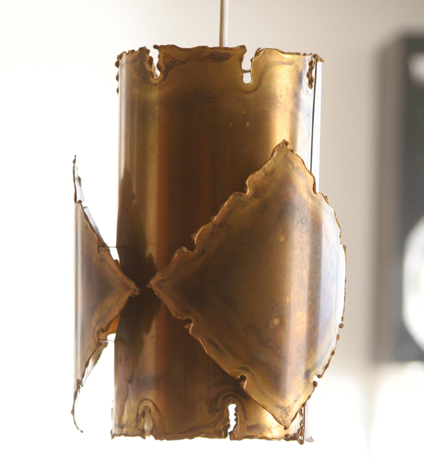 HOLM SØRENSEN Brutalist Flame Cut Brass Pendant Light Mollaris.com 