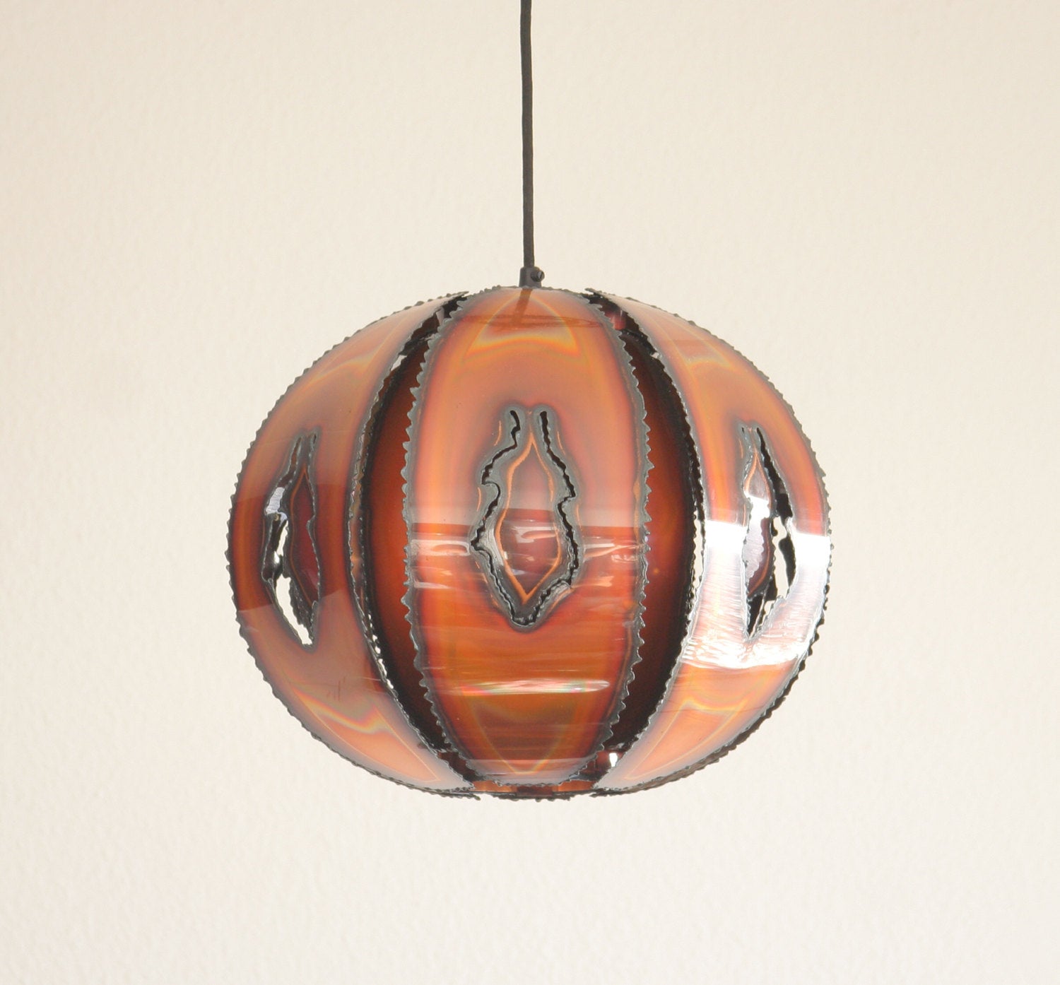 HOLM SØRENSEN Brutalist Flame Cut Copper Large Pendant Light Mollaris.com 