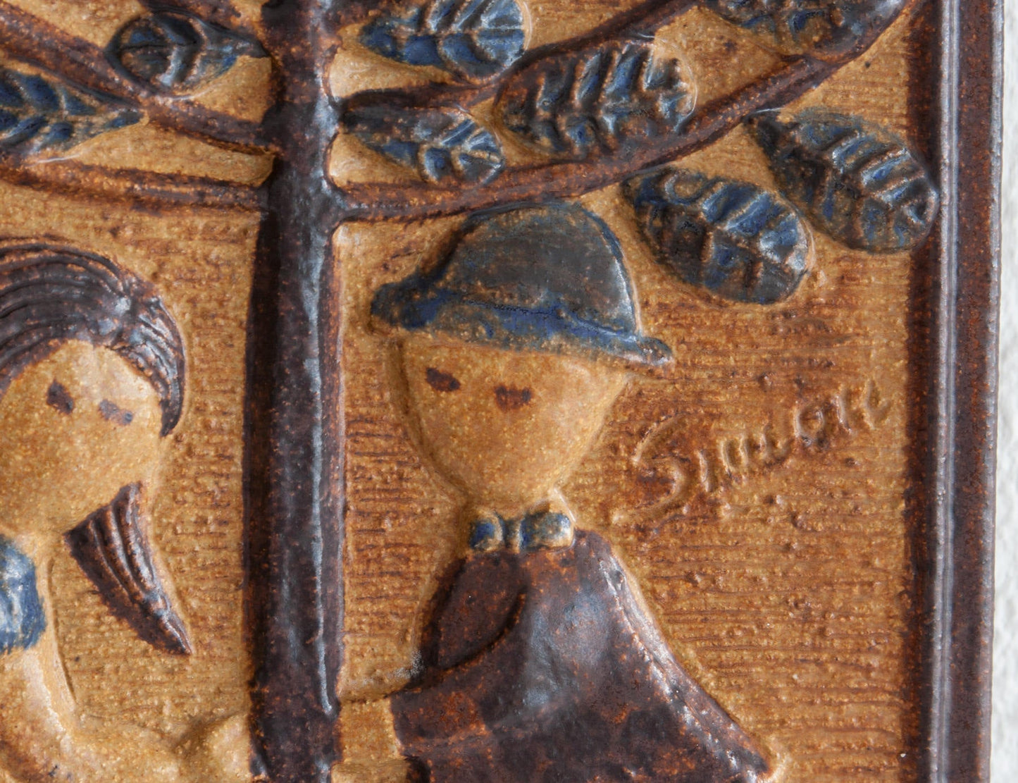 JOSEPH SIMON Søholm Couple Beneath Tree Stoneware Wall Plaque Mollaris.com 