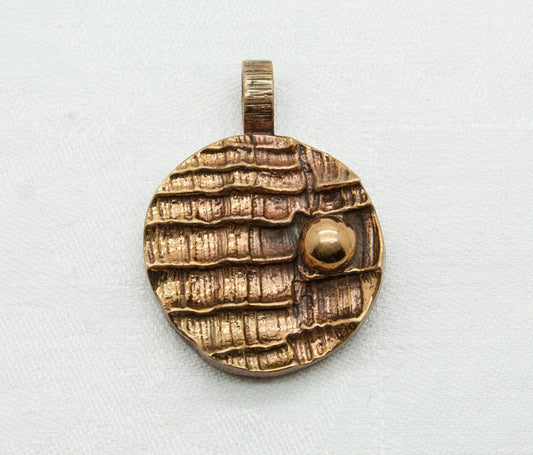 Modernist PENTTI SARPANEVA Brutalist Finnish Bronze Pendant Mollaris.com 