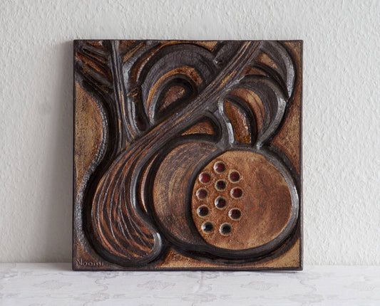 NOOMI BACKHAUSEN Søholm Abstract Branches and Fruits Stoneware Wall Plaque Mollaris.com 