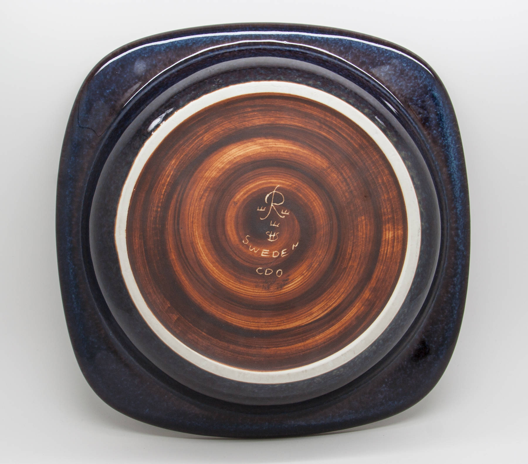 Rörstrand CARL HARRY STÅLHANE Blue Harefur Glazed Stoneware Bowl Tray Mollaris.com 