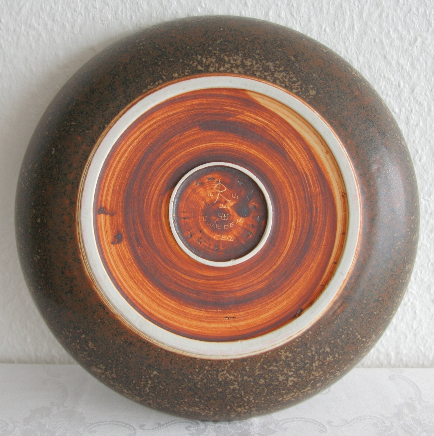 Rörstrand CARL HARRY STÅLHANE Large Brown Harefur Glazed Stoneware Bowl Dish Mollaris.com 