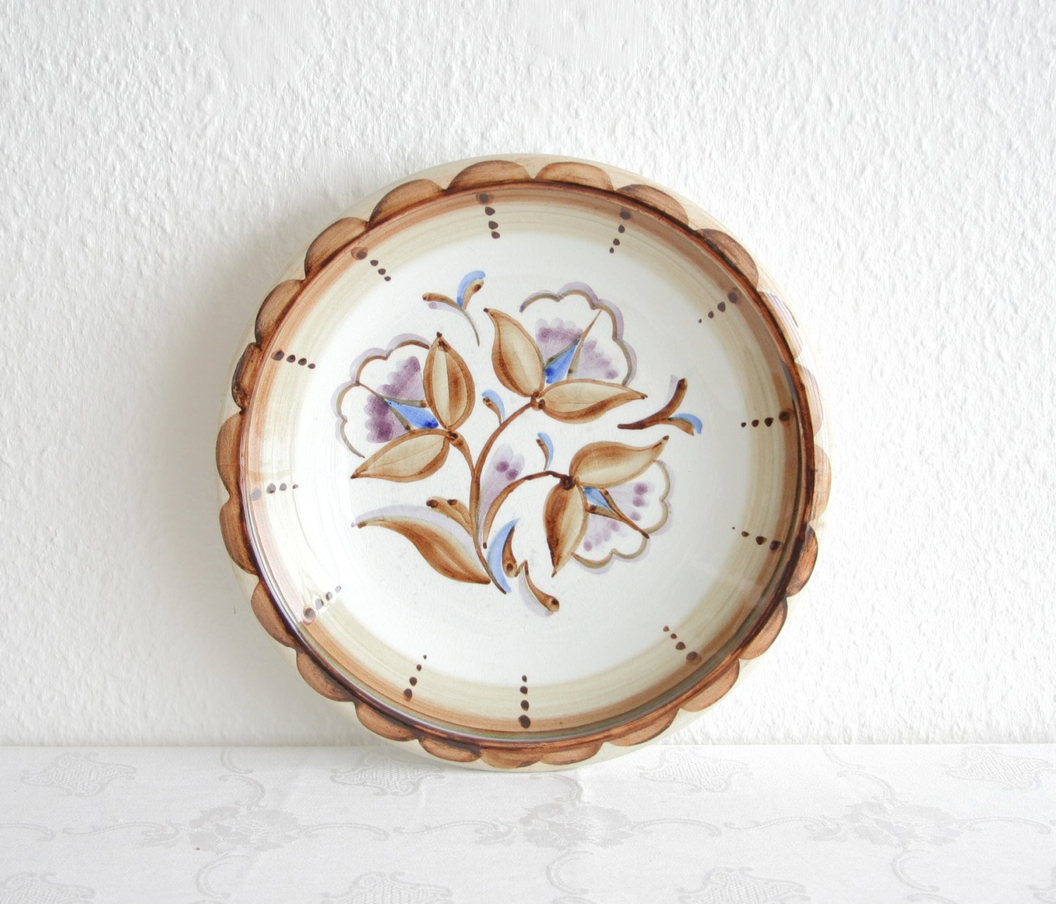 Rörstrand ILSE CLAESSON Large Flower Decorated Ceramic Bowl Dish Mollaris.com 