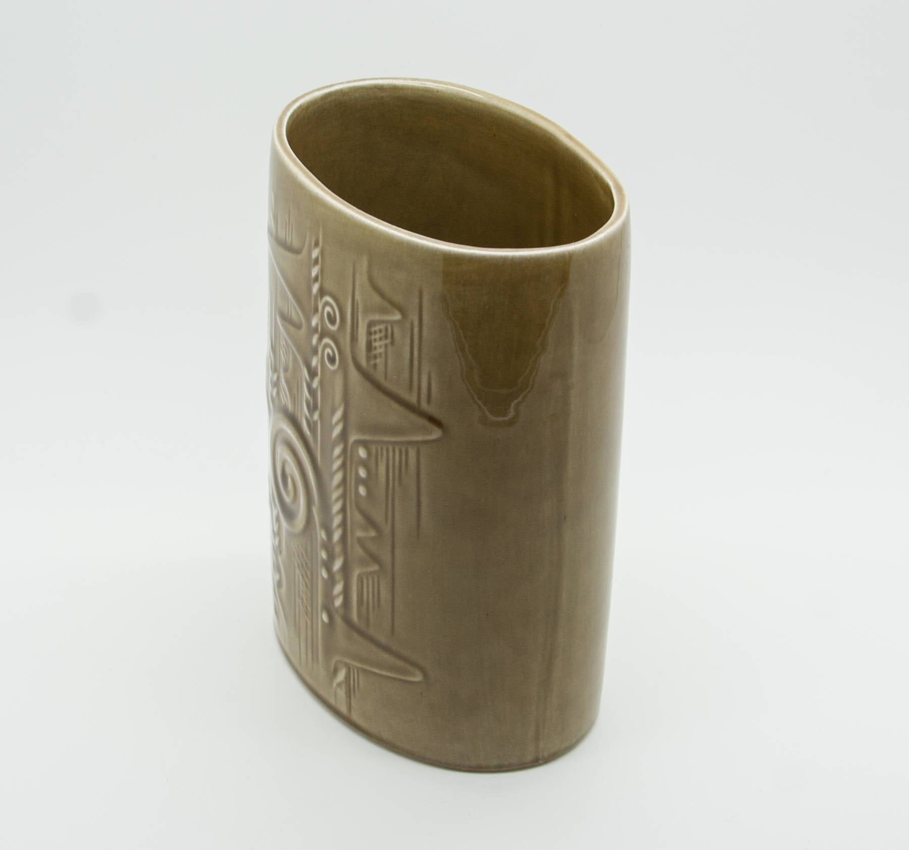 Rörstrand OLLE ALBERIUS Light Brown Lummer Stoneware Vase Mollaris.com 