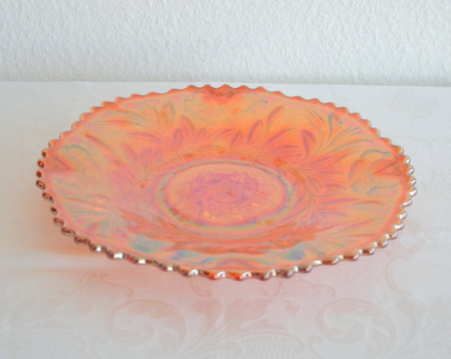 RIIHIMÄKI Carnival Glass Marigold GRAND THISTLE Large Chop Plate Mollaris.com 