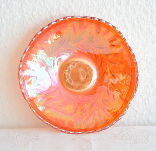 RIIHIMÄKI Carnival Glass Marigold GRAND THISTLE Small Chop Plate Mollaris.com 