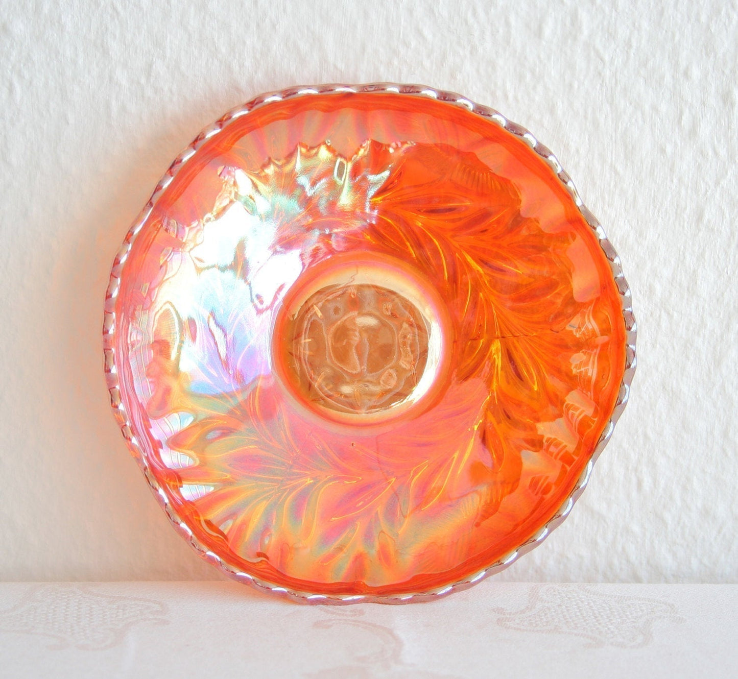 RIIHIMÄKI Carnival Glass Marigold GRAND THISTLE Small Chop Plate Mollaris.com 