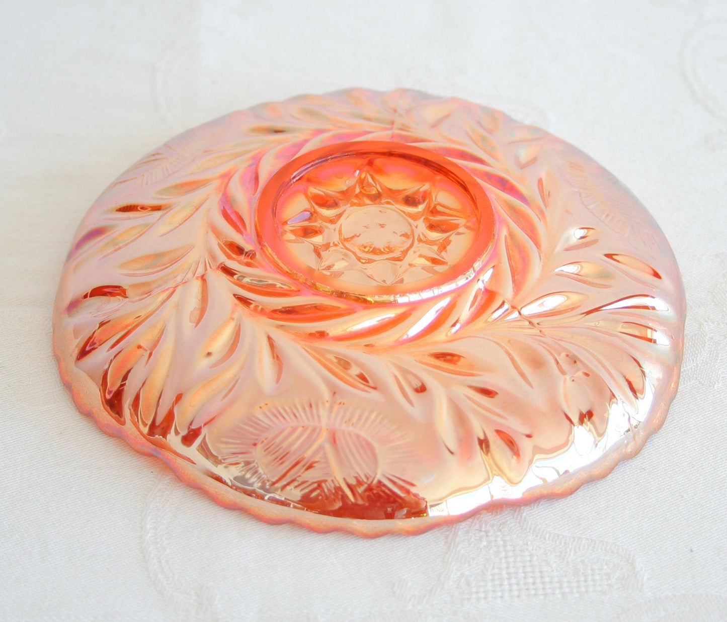 RIIHIMÄKI Carnival Glass Marigold GRAND THISTLE Small Chop Plate Mollaris.com 