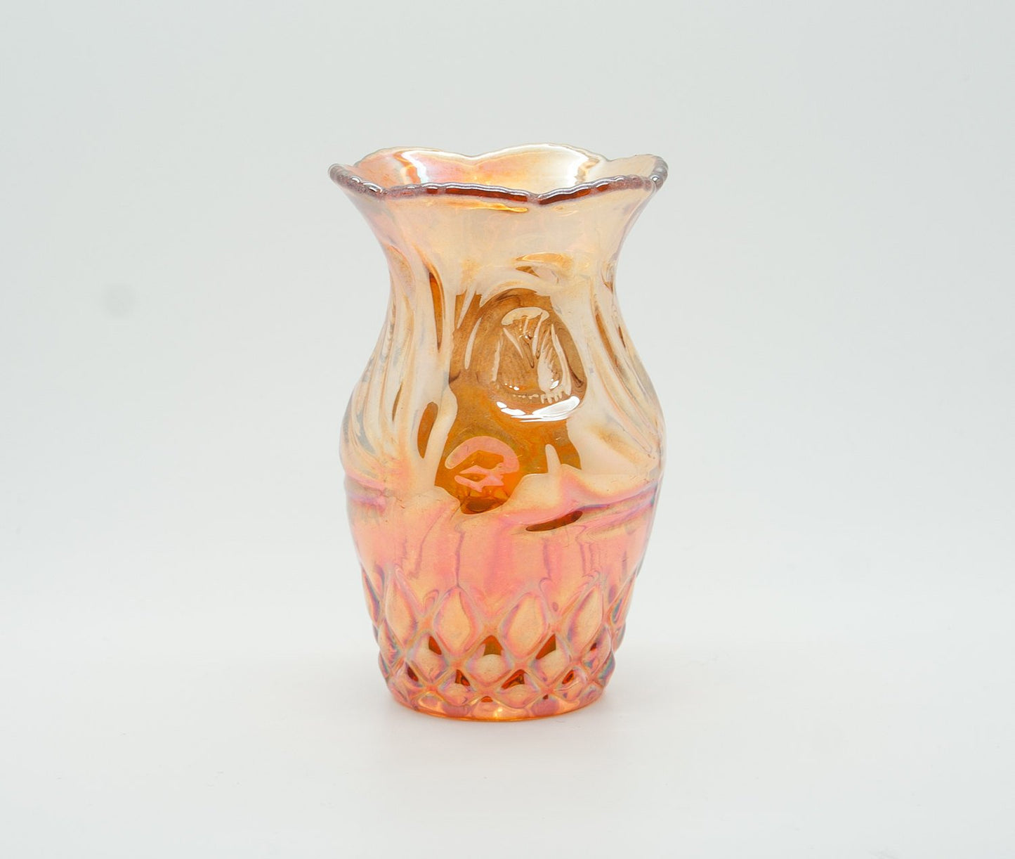 RIIHIMÄKI Carnival Glass Marigold WESTERN THISTLE Vase Mollaris.com 