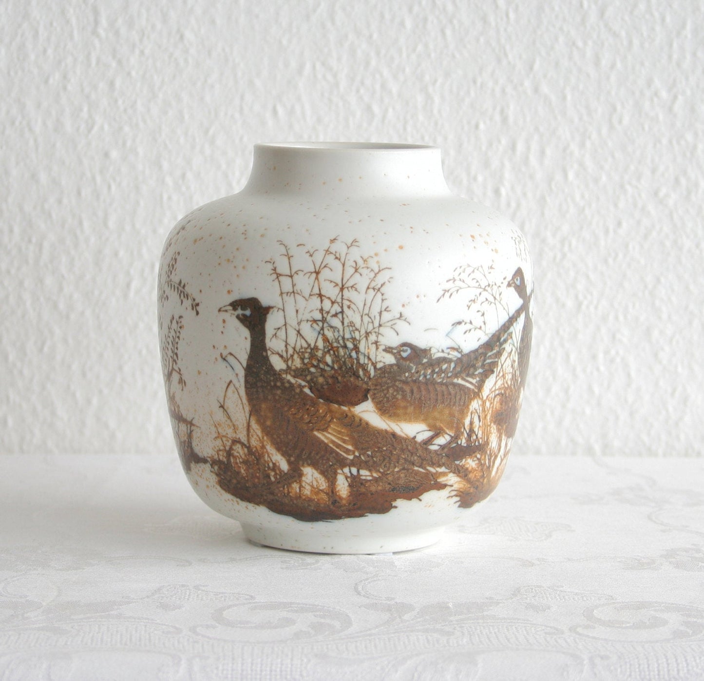 Royal Copenhagen NILS THORSSON Diana Pheasant Porcelain Vase Mollaris.com 