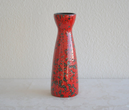 SCHEURICH Pop Art Black Spotted Flaming Red Glazed Ceramic Vase Mollaris.com 