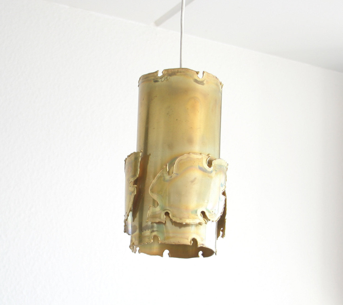 SVEN AAGE HOLM SØRENSEN Modernist BRUTALIST Oxidized Brass Pendant Light Mollaris.com 