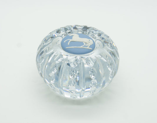 WEDGWOOD White Horse Blue Jasper Cut Crystal Paperweight Mollaris.com 